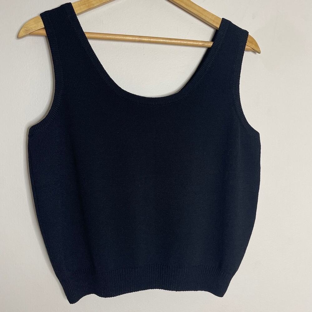 St. John Basics Santana Knit Sleeveless Scoop Neck Sweater Black Size M